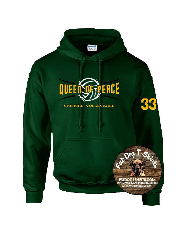 QUEEN OF PEACE-VOLLEYBALL  HOODIE-NEW 2024 Hoodie with Rhinestones Sparkly Elegant