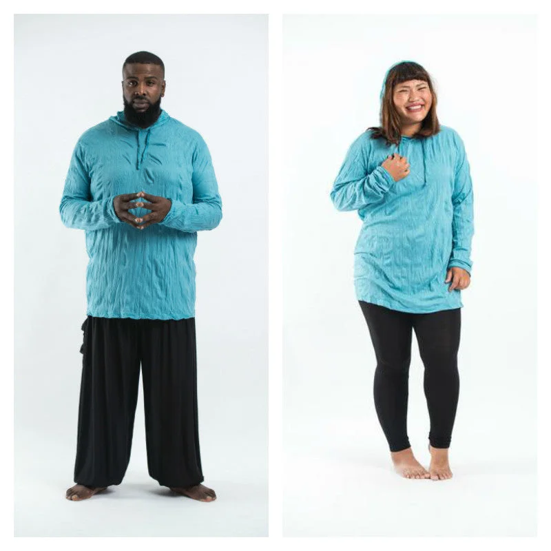 Plus Size Sure Design Unisex Blank Hoodie Turquoise Hoodie with Embroidery Detailed Premium