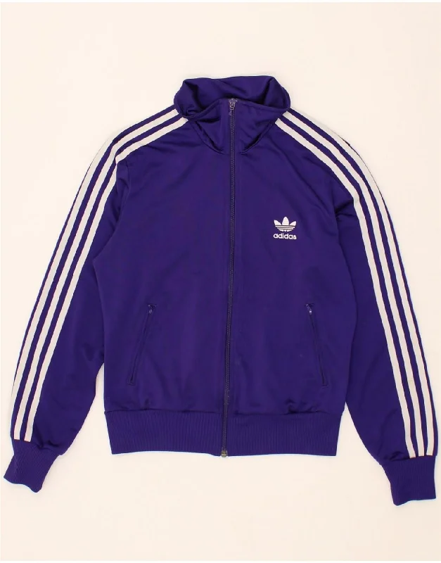 ADIDAS Womens Graphic Tracksuit Top Jacket EU 40 Medium Purple Polyester Front Pockets Side Pockets Patch Pockets