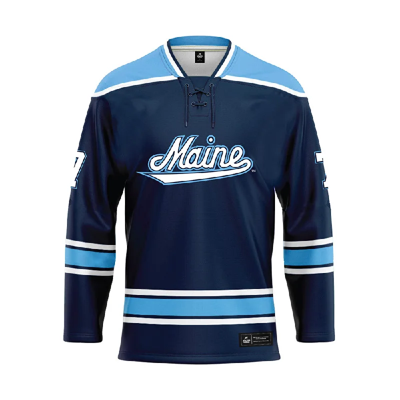 Maine - NCAA Women's Ice Hockey : Lily Fetch - Blue Hockey Jersey Off Shoulder Jersey Top Maine - NCAA Women's Ice Hockey : Lily Fetch - Blue Hockey Jersey Off Shoulder Jersey Top