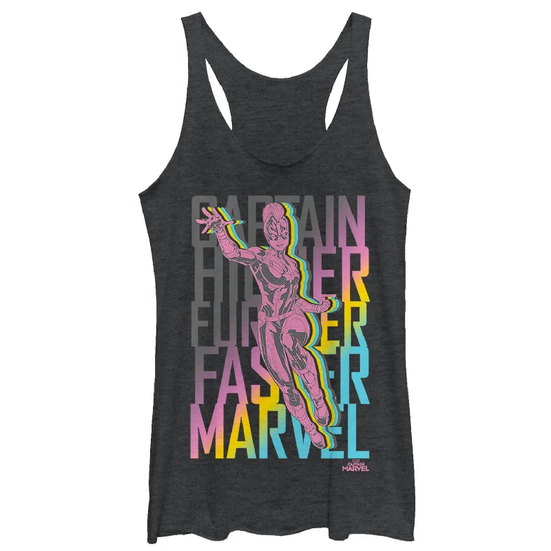 Women's Marvel Captain Marvel Rainbow Mantra Racerback Tank Top gold tank top