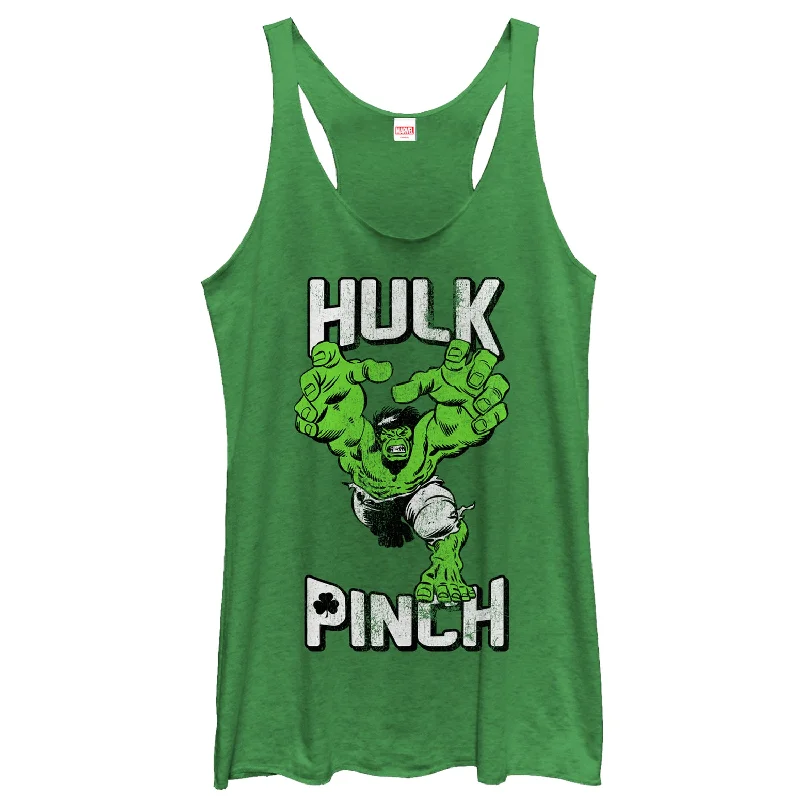 Women's Marvel St. Patrick's Day Hulk Pinch Racerback Tank Top graphic tank top