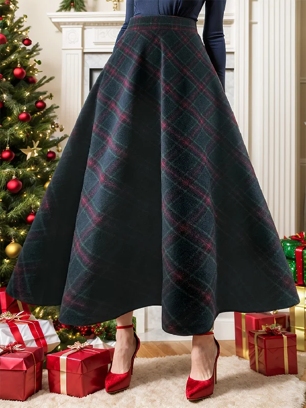 Hazel Blues® |  Plaid Elastic Waist Midi Skirt silk skirt elegant