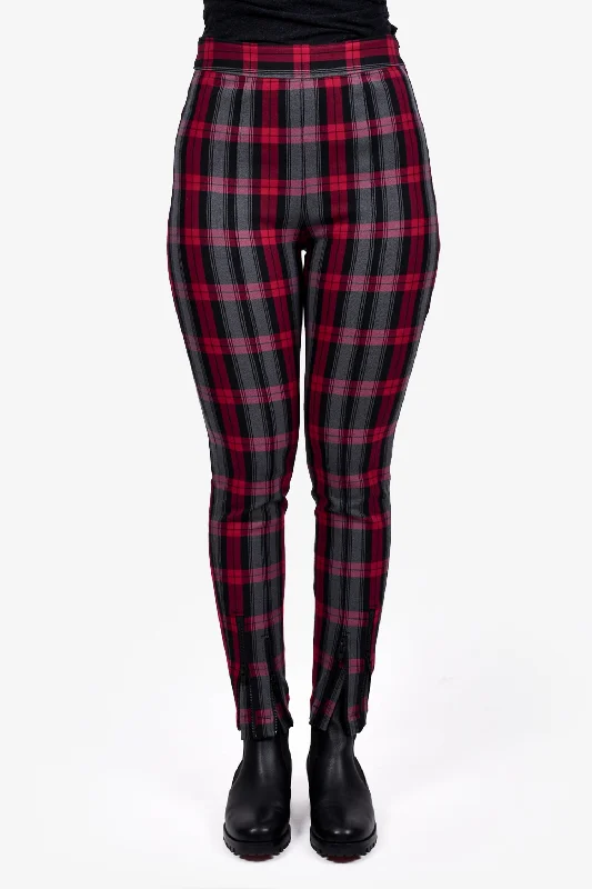 T by Alexander Wang Red/Black Plaid Trousers Size 2 Trousers versatile functional