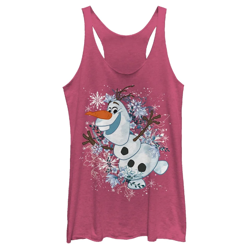 Women's Frozen Olaf Snowflake Storm Racerback Tank Top open back tank