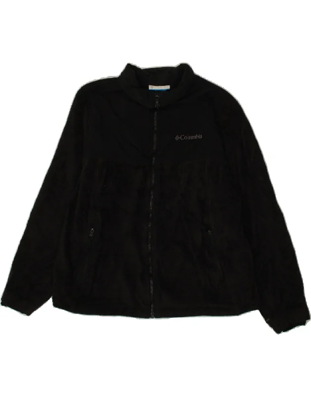 COLUMBIA Womens Fleece Jacket UK 14 Medium Black Polyester One-Shoulder Jacket Off-the-Shoulder Jacket Asymmetrical Jacket