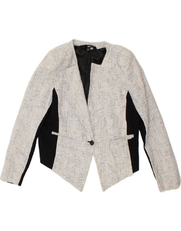 MOSSIMO Womens Crop 1 Button Blazer Jacket UK 18 XL Grey Colourblock Corduroy Jacket Velvet Jacket Brocade Jacket