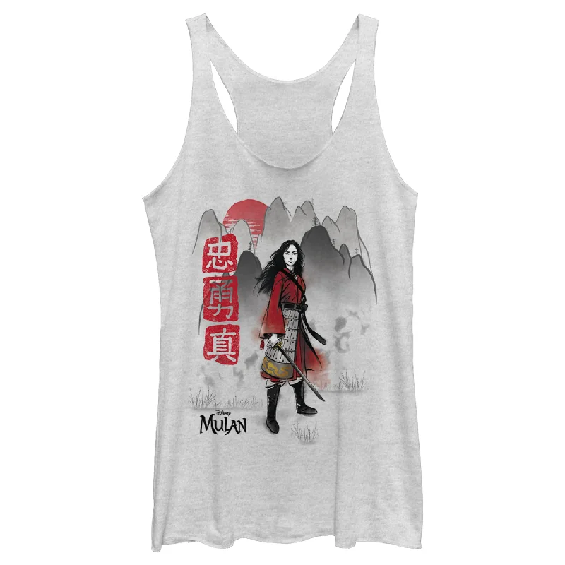 Women's Mulan Foggy Mountains Racerback Tank Top cherry red tank