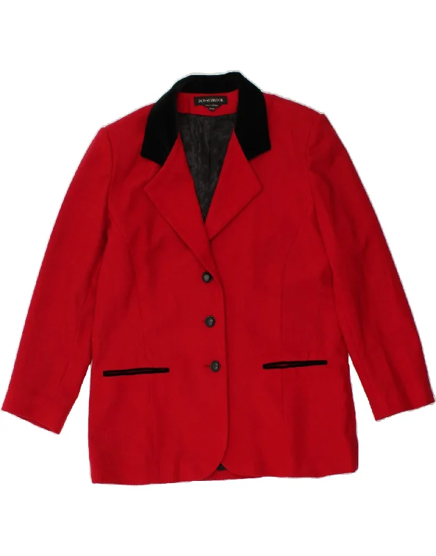 DONNYBROOK Womens 3 Button Blazer Jacket UK 16 Large Red Fleece Jacket Down Jacket Parka