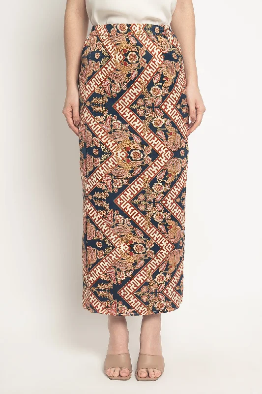 Phoenix Batik Skirt in Blue Red maxi skirt elegant