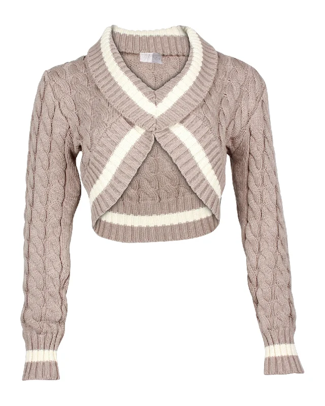Dion Lee Cable Knit Cropped Sweater in Beige Cotton Nylon Cotton Fabric Linen Fabric Terry Fabric