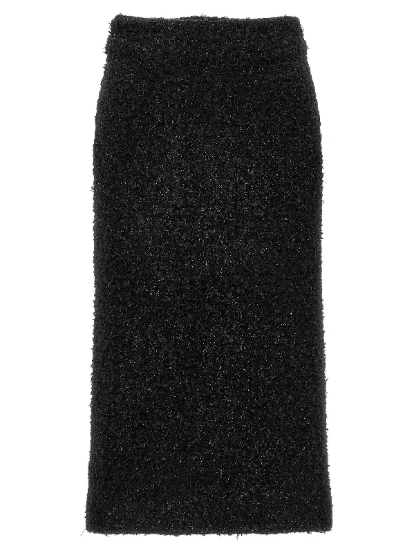 Tweed Midi Skirt linen skirt natural