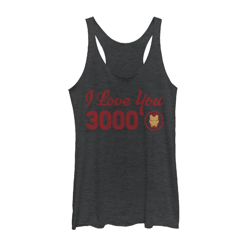 Women's Marvel Iron Man Love 3000 Forever Racerback Tank Top baby blue tank