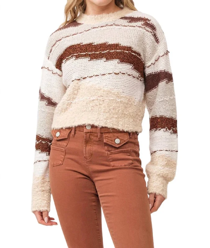 Gabriela Sweater In Toasted Gingerbread Boat Neck Shawl Collar Notched Collar