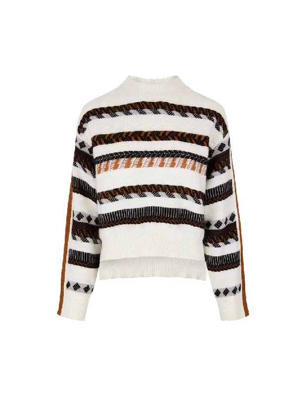 MARYLING Black And White Striped Round Neck Knitted Sweater Hooded Caped Shawl Collar