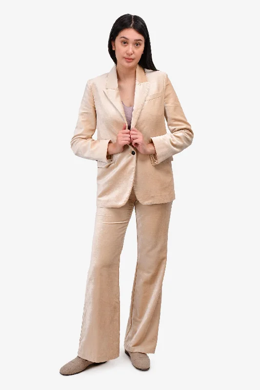 Forte Forte Beige Velvet Blazer + Trouser Set Size 4 Trousers Business Professional