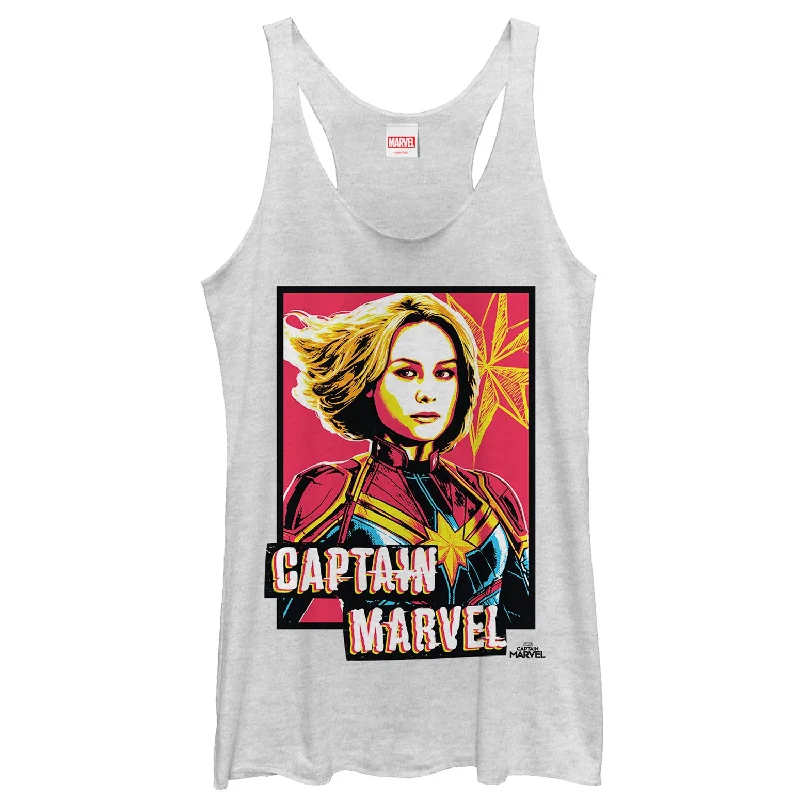 Women's Marvel Captain Marvel Artistic Portrait Racerback Tank Top ivory tank top