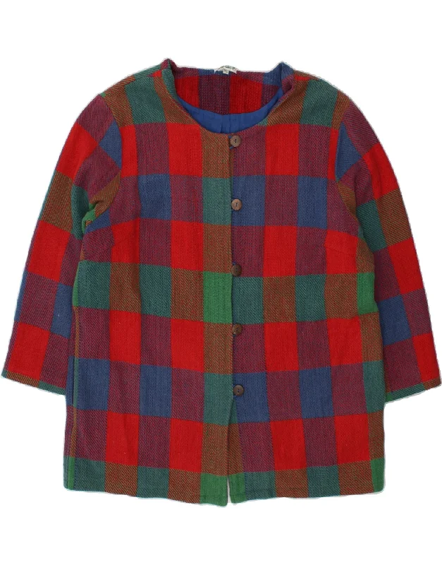 DW-SHOP Womens 5 Button Blazer Jacket IT 48/50 XL Multicoloured Check Plaid Jacket Tartan Jacket Houndstooth Jacket