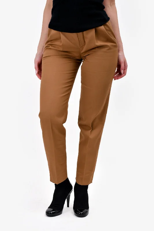 Red Valentino Tan High-Waisted Tapered Trousers Size 36 Trousers Recommended Stylist