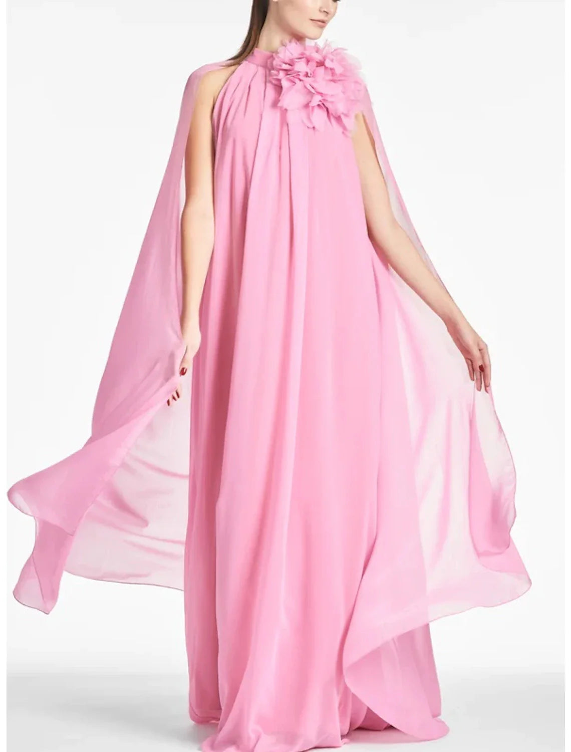 A-Line Evening Gown Elegant Dress Formal Prom Floor Length Sleeveless Jewel Neck Chiffon with Shouder Flower Tunics Chinos classic A-Line Evening Gown Elegant Dress Formal Prom Floor Length Sleeveless Jewel Neck Chiffon with Shouder Flower Tunics Chinos classic