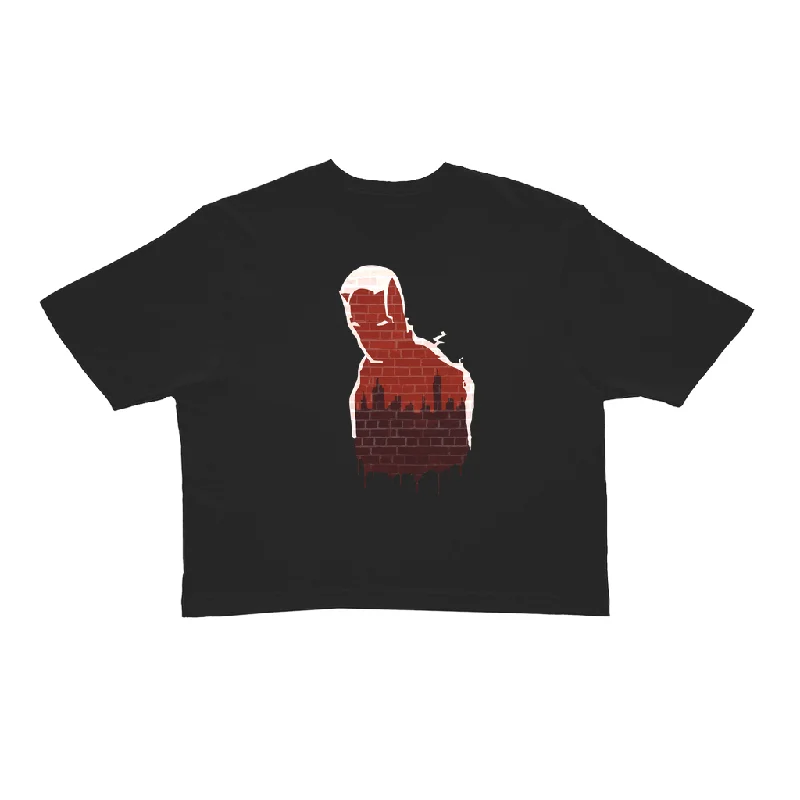 Man Without Fear Stencil Crop Top Cozy Warm Stylish