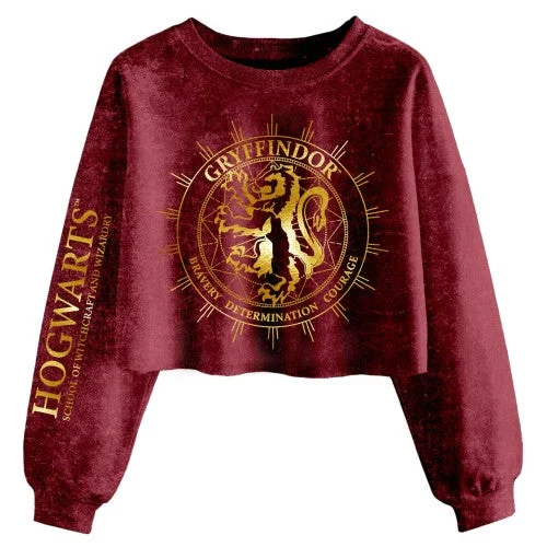 Harry Potter Womens/Ladies Gryffindor Constellation Acid Wash Crop Sweatshirt Hoodie with Gradient Ombre Colorful