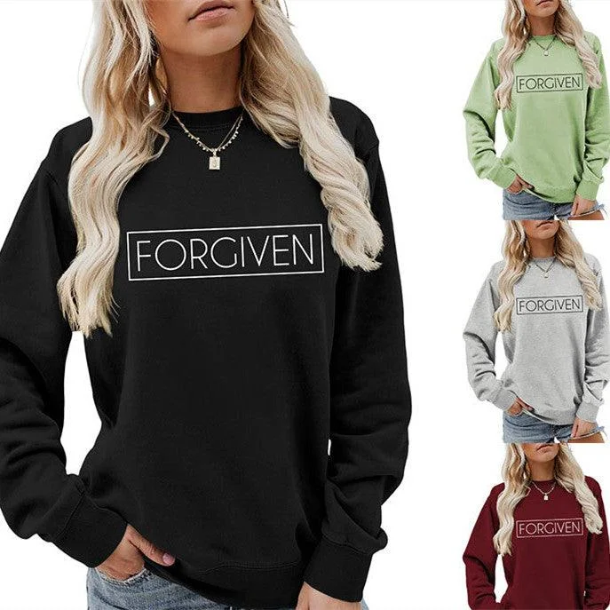Trendy Tops Loose Long Sleeve Sweatershirt Cashmere Blend Cotton Blend Poly Blend