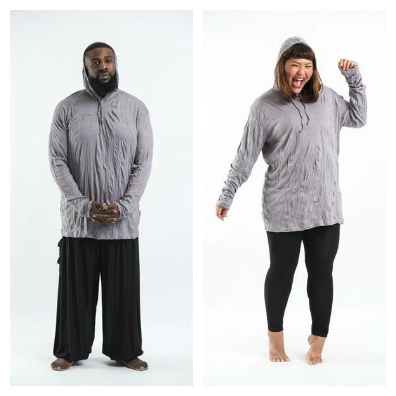 Plus Size Sure Design Unisex Blank Hoodie Gray Hoodie with Hood Adjustable Protection
