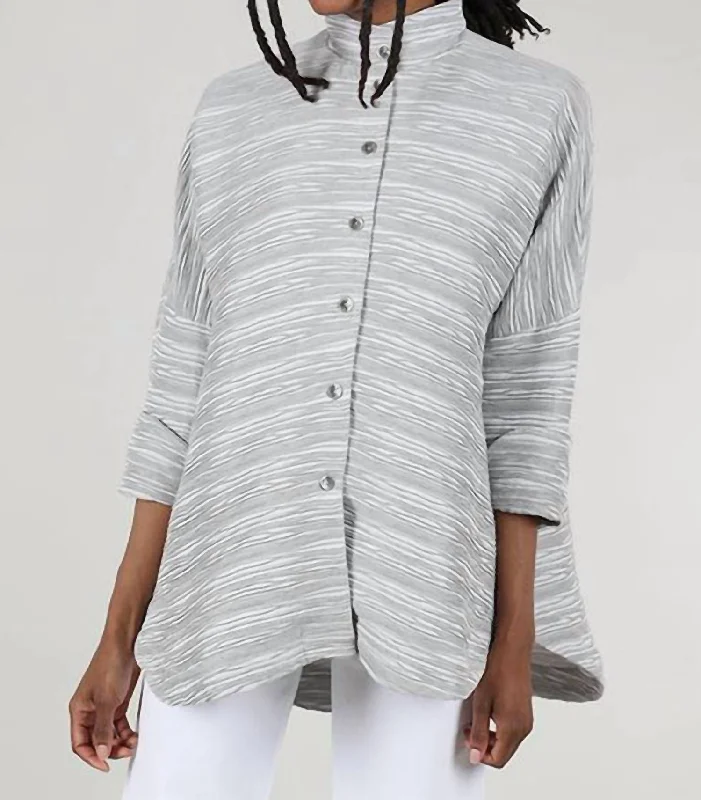 Complex Circular Jacket In Gray Toggled Jacket Drawstring Jacket Belted Jacket
