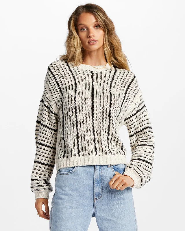 Seeing Double Crop Crewneck Sweater - White Cap 1 Layered Multi-layer Single Layer