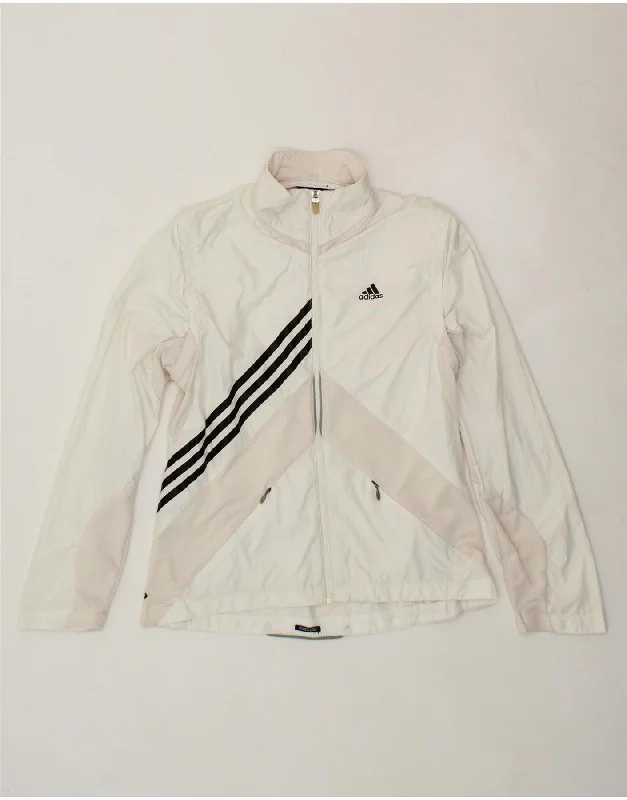 ADIDAS Womens Clima 365 Tracksuit Top Jacket UK 12 medium White Welt Pockets Slit Pockets Flap Pockets