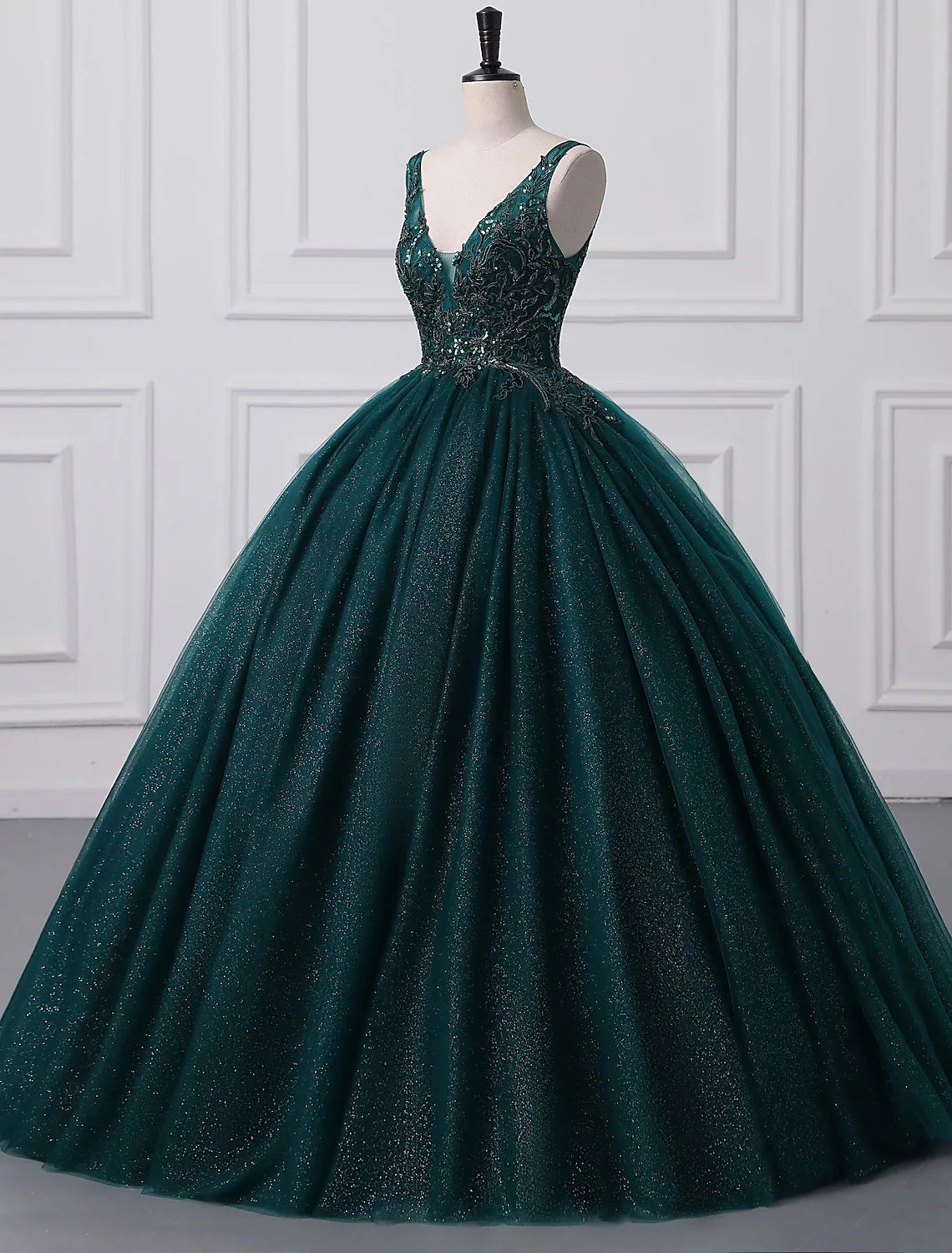 Ball Gown Prom Dresses Sparkle & Shine Dress Quinceanera Birthday Floor Length Sleeveless V Neck Tulle with Sequin Appliques Tunics Favorite customer Ball Gown Prom Dresses Sparkle & Shine Dress Quinceanera Birthday Floor Length Sleeveless V Neck Tulle with Sequin Appliques Tunics Favorite customer