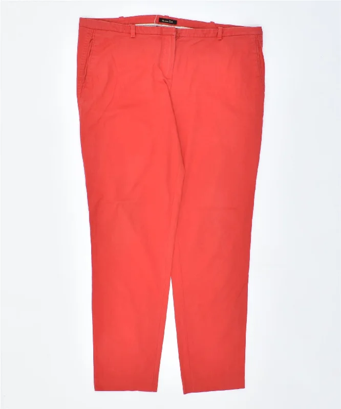 MASSIMO DUTTI Womens Straight Chino Trousers US 10 Large W34 L27 Red Skinny Trousers Denim Stretchy