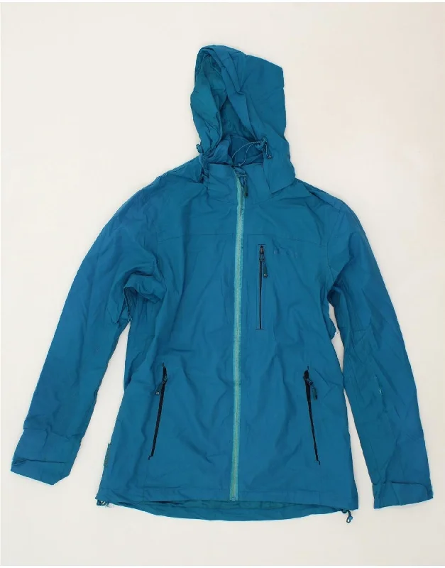 MOUNTAIN WAREHOUSE Womens Hooded Rain Jacket UK 10 Small Blue Polyester Cotton Jacket Linen Jacket Terry Jacket