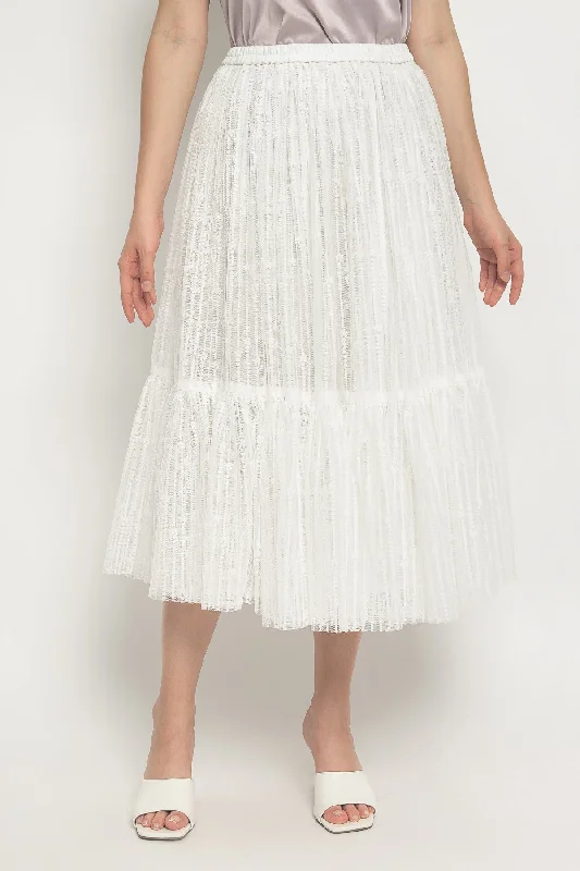 Melati Skirt in White corduroy skirt cozy