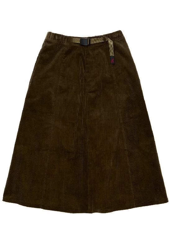 Gramicci Panelled Midi Skirt - Olive Green linen skirt airy