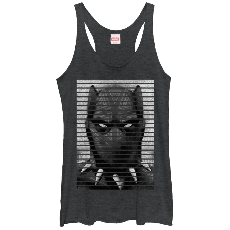 Women's Marvel Black Panther Striped Profile Racerback Tank Top one shoulder tank