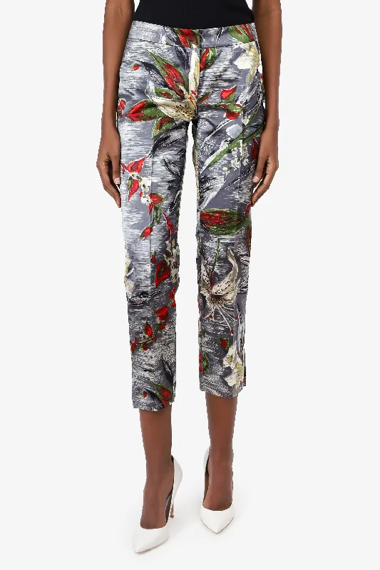 Dolce & Gabbana Multicolour Silk Floral Print Trousers Size 40 Trousers sophisticated sleek