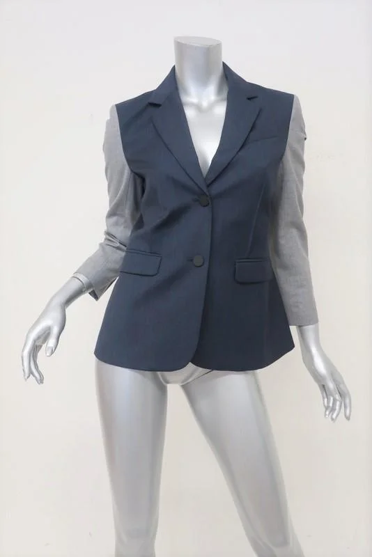 ATM Anthony Thomas Melillo Square Front Sport Blazer Navy/Gray Jacket Size 4 Fitted Jacket Loose Jacket Oversized Jacket