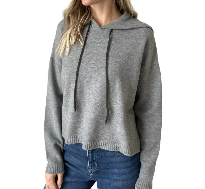 Good Mood Hoodie Sweater In Heather Grey/olive Front Pockets Side Pockets Patch Pockets
