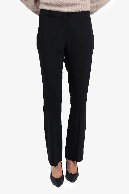 Prada Black Wide Leg Trousers Size 38 Trousers cozy comfortable