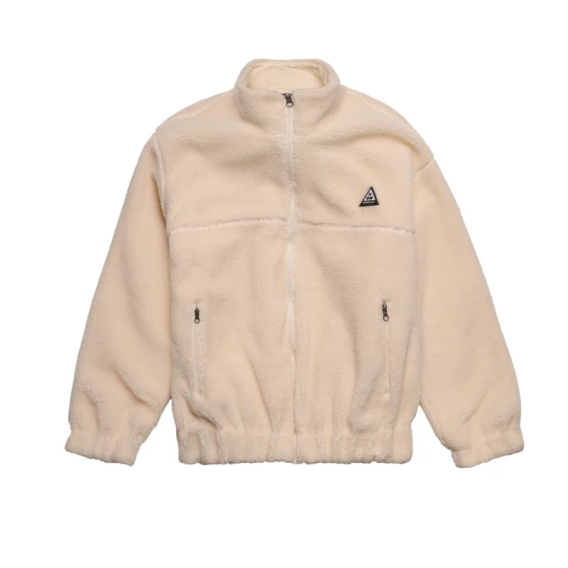 HOMME+ Zip Sherpa Jacket Off White Tailored Jacket Straight Jacket A-Line Jacket