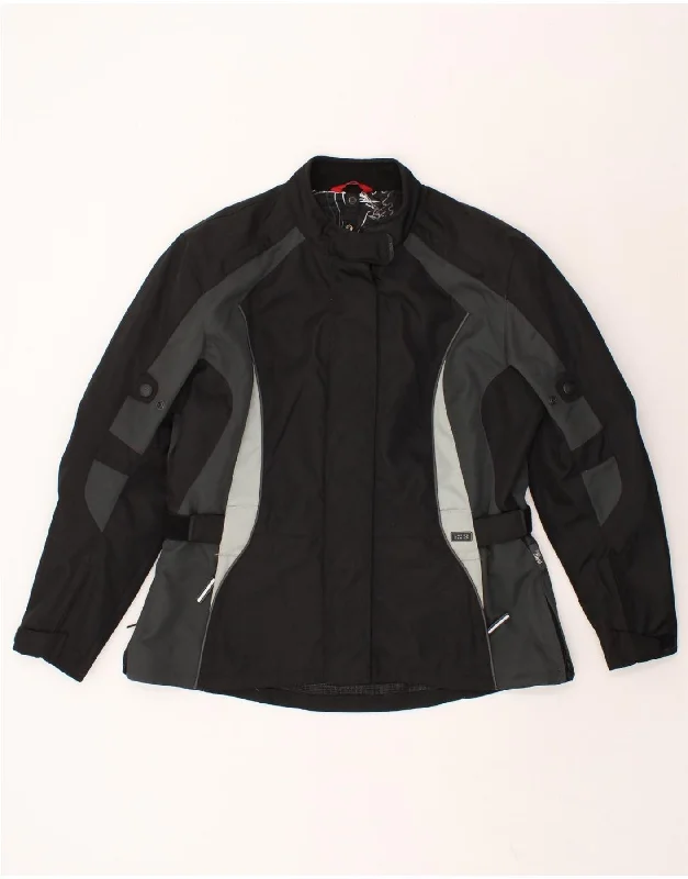 IXS Womens Motorcycle Biker Jacket UK 18 XL Black Colourblock Polyester Hooded Jacket Caped Jacket Shawl Collar Jacket