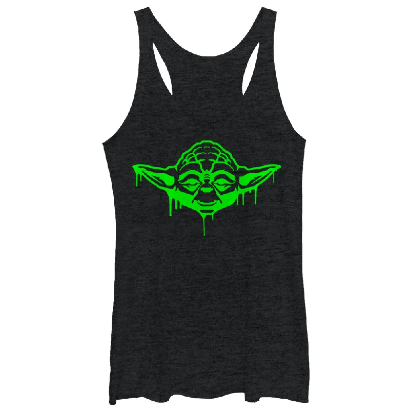 Women's Star Wars Halloween Dripping Jedi Master Yoda Racerback Tank Top cropped tank top