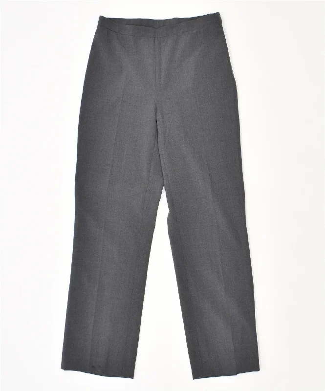 VINTAGE Womens Straight Casual Trousers W29 L29 Grey Polyester Trousers Office Stylish