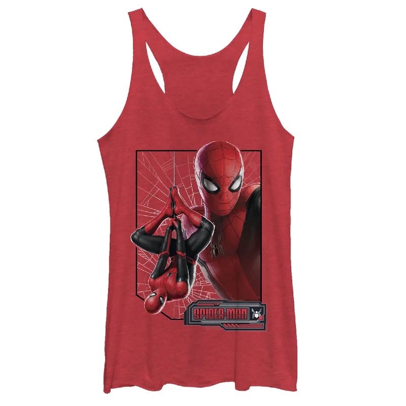 Women's Marvel Spider-Man: Far From Home Web Frame Racerback Tank Top baby blue tank