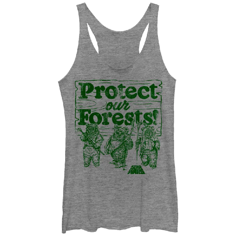 Women's Star Wars Ewok Protect Our Forests Racerback Tank Top gold tank top