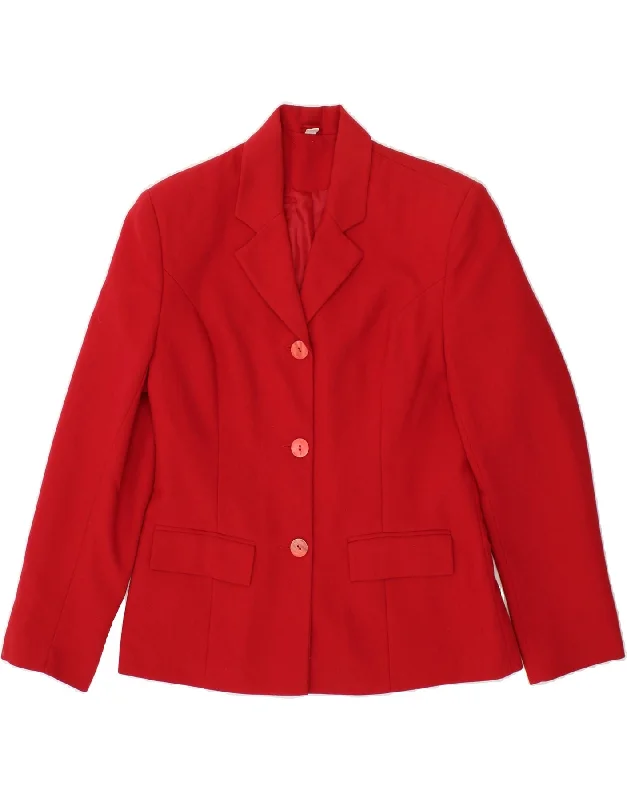 CLASSICS Womens 3 Button Blazer Jacket UK 12 Medium Red Rayon Jacket Velvet Jacket Corduroy Jacket