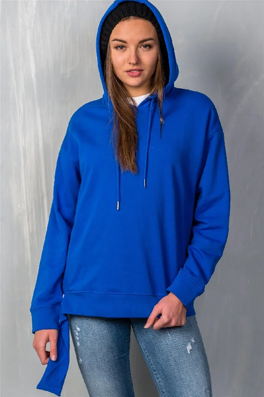 Uneven Hem Graphic "venice" Pullover Hoodie Hoodie with Elastic Cuffs Stretchable Comfortable