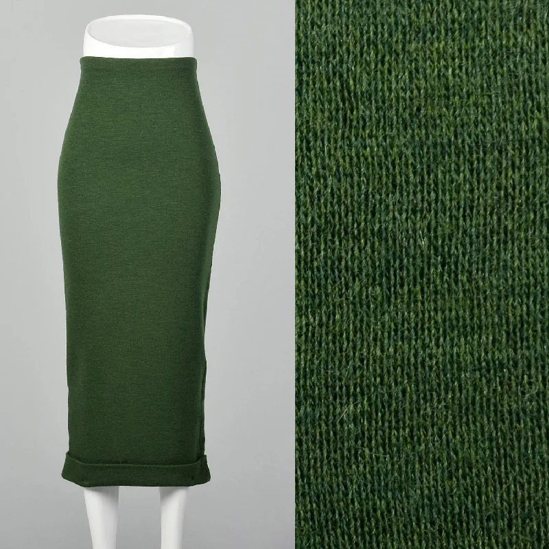 Small Romeo Gigli 1990s Green Knit Skirt wool skirt breathable